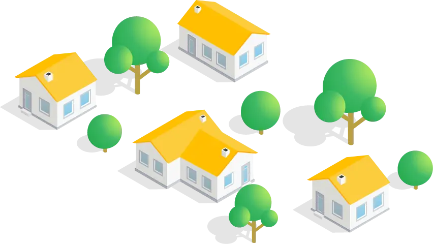 住宅街のイラスト中景